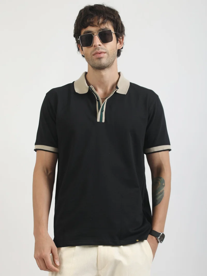 مانياك Maniac Mens Retart All Printed Round Neck Half Sleeve Black, Red and Blue Cotton T-Shirt