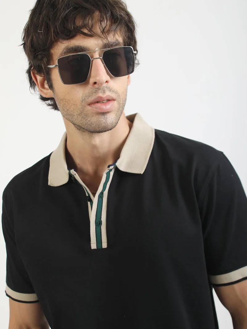 مانياك Maniac Mens Retart All Printed Round Neck Half Sleeve Black, Red and Blue Cotton T-Shirt