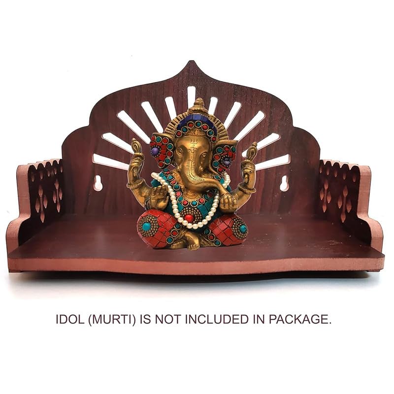 ZUPER معبد خشبي مصنوع يدويًا بالكامل بنمط أوم للعبادة في المنزل والمكتب I رف جداري للعبادة I معبد خشبي (بني-3) (عبوة من 1) - Image 3