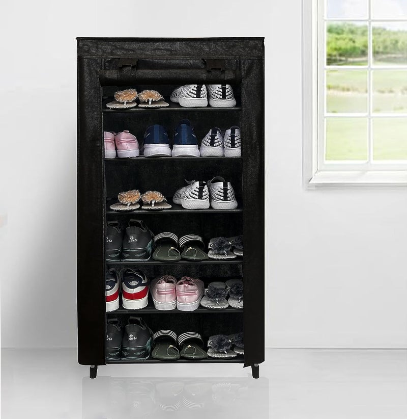 PHILOSHOP PHILOSHOP Multipurpose 6 Layer Shoe Rack for Home Improvement Furniture Adjustable Shelf Chappal Stand Clothes Storage Wadrobe Shoes Stand Black - Image 1
