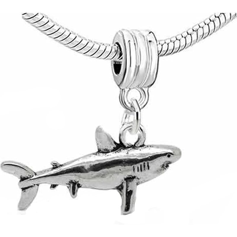 Sexy Sparkles Shark 3D Dangle Charm Bead – Compatible with European Snake Chain Bracelets