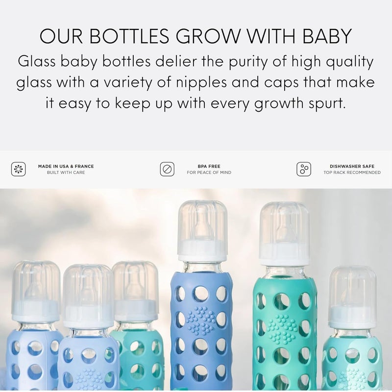 Lifefactory Glass Baby Bottle BPA Free | Protective Silicone Sleeve | 4 oz Pack of 2 | Lavender, Mint - Image 2