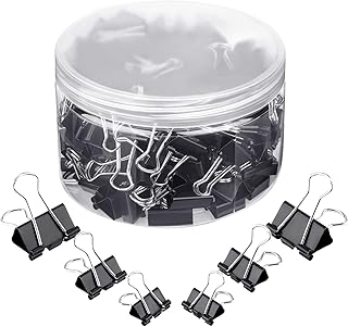 TecUnite 150 Pieces Binder Clips Paper Clamp Clips Assorted Sizes (Black) - Image 1