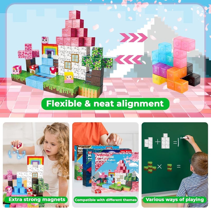 Moonmen Magnetic Building Blocks Set, Mine Magnet World Set For Toddler Educational STEM Construction Toy, Non-Toxic ABS Material Magnet Cubes Construction Toys (100 Pcs Unicorn) - Image 5