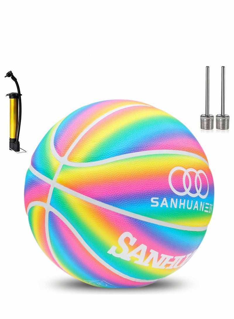 KASTWAVE Basketball, Colorful Street Basketball, Foam Rubber Basketball 28.5 with Pump for Indoor and Outdoor for Women, Girls, Boys and Youth, Youth Game Ball for Kids Indoor and Outdoor Basketball Games - Image 2