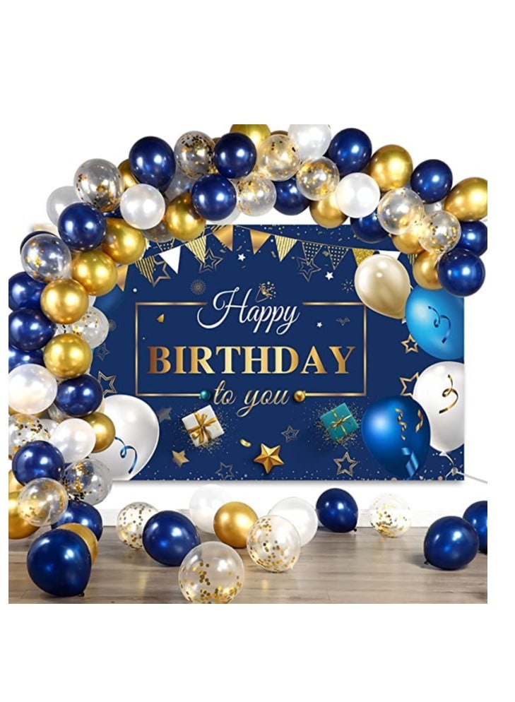 Navy Blue and Gold Birthday Party Balloon Set 50 Pack Suitable for Boys Girls Men Women Celebration Decorations Not Backdrop Banner - Image 1