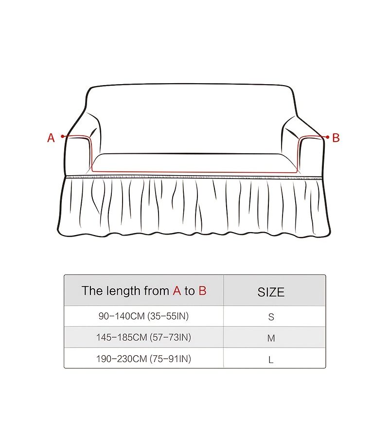 Gray 3 Double Seat Stretch Bubble Waffle Weave Armrest Sofa Cover with Skirt Design - Image 2