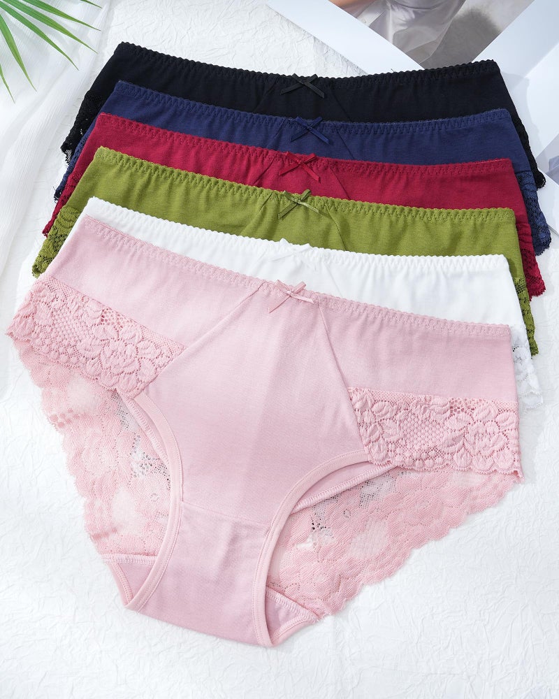 LEVAO Womens Underwear Cotton Bikini Panties Lace Stretch Cheeky Ladies Hipster Soft Briefs Multipack 6 Pack - Image 3