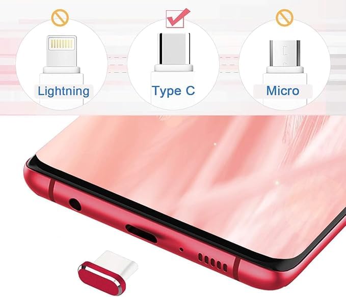 Enclave USB C Dust Plug, Type C Anti Dust Plug Cover Charging Port Protector Cap with Cleaning Brush for All USB C Devices.(Pack of 2) (Red) - Image 2