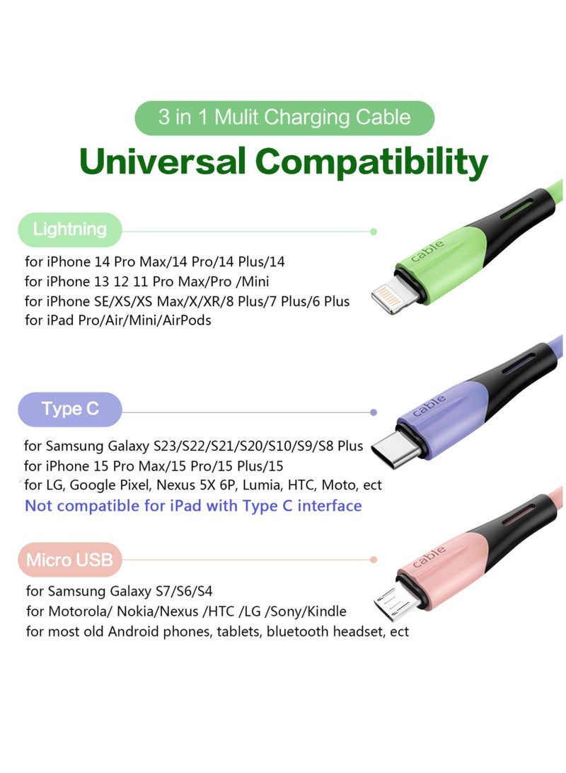 Captaintech Charging Cable 3.3FT, 1Pack 3 in 1 Multiple USB Charger Cable Universal Phone Charger Cord Adapter with Lightning/Type C/Micro USB Port, for iPhone 15 14/Samsung Galaxy/Pixel/Tablets and More - Image 2