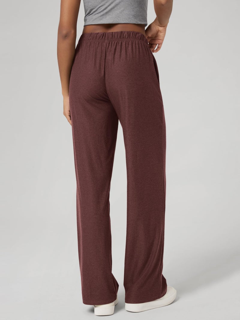 ODODOS Women's Straight Leg Pants Ultra Soft odSTRATUM Tech Relaxed Casual Pajama Lounge Pants with Pockets-29 Inseam, Java Heather, Small - Image 4