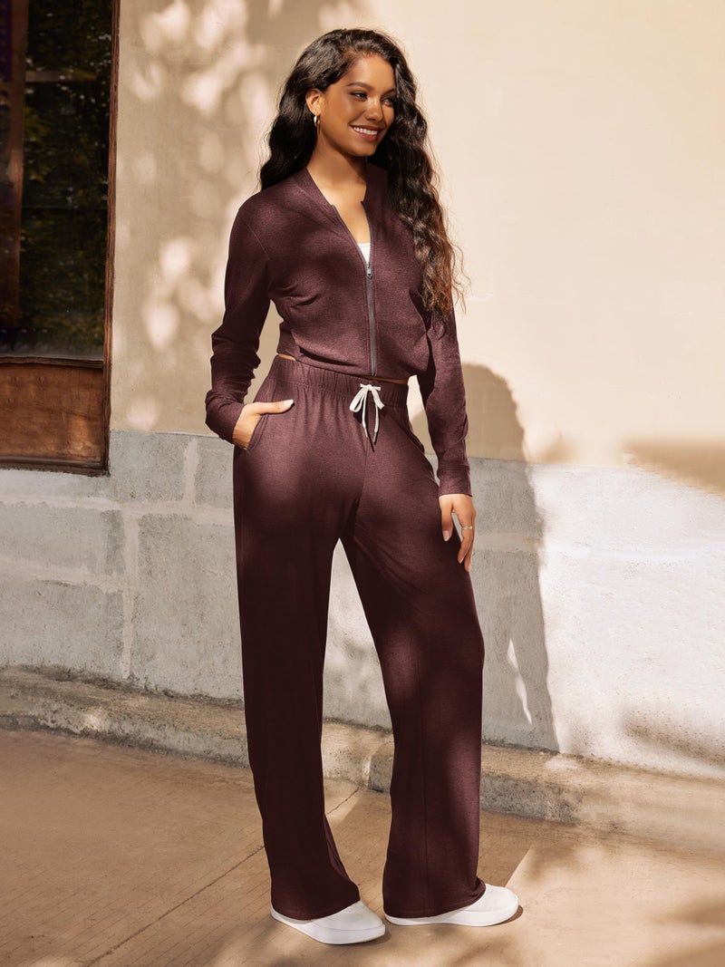 ODODOS Women's Straight Leg Pants Ultra Soft odSTRATUM Tech Relaxed Casual Pajama Lounge Pants with Pockets-29 Inseam, Java Heather, Small - Image 2