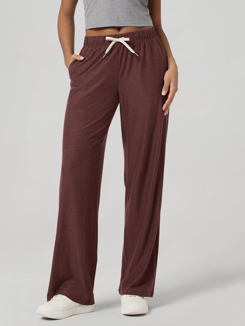 ODODOS Women's Straight Leg Pants Ultra Soft odSTRATUM Tech Relaxed Casual Pajama Lounge Pants with Pockets-29 Inseam, Java Heather, Small - Image 3