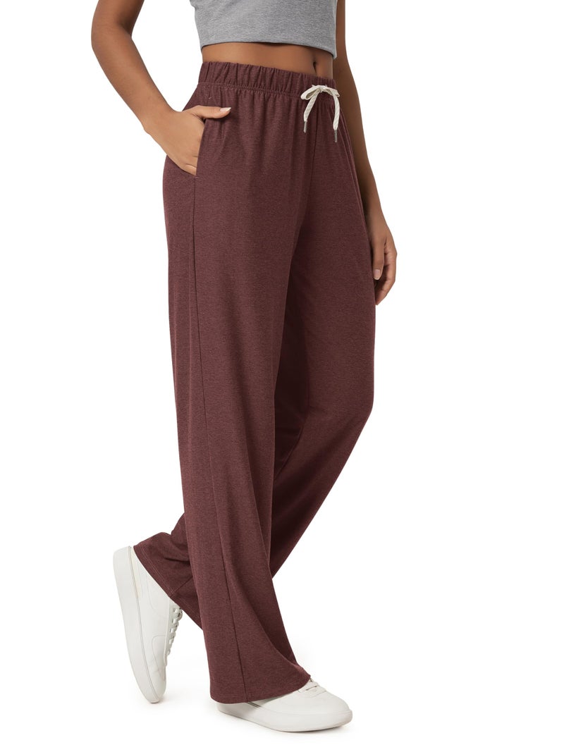 ODODOS Women's Straight Leg Pants Ultra Soft odSTRATUM Tech Relaxed Casual Pajama Lounge Pants with Pockets-29 Inseam, Java Heather, Small - Image 1