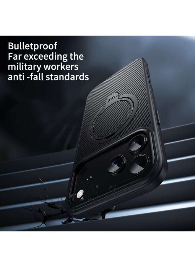 X-level Case for iPhone 17 Pro Max, Compatible with MagSafe, [Built-in 360° Spin Magnetic Stand] Aerospace Grade Shockproof Gen-5 Aramid Fiber Case Protective Cover for iPhone 17 Pro Max 6.9 Inch, Black - Image 4