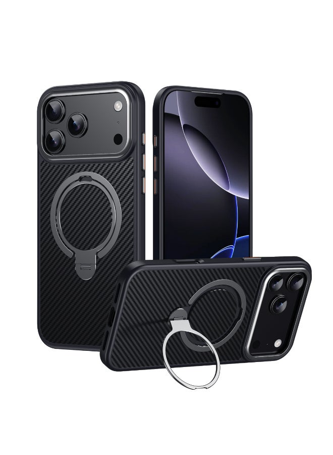 X-level Case for iPhone 17 Pro Max, Compatible with MagSafe, [Built-in 360° Spin Magnetic Stand] Aerospace Grade Shockproof Gen-5 Aramid Fiber Case Protective Cover for iPhone 17 Pro Max 6.9 Inch, Black - Image 1