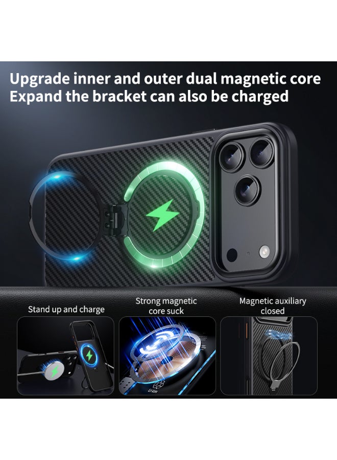 X-level Case for iPhone 17 Pro Max, Compatible with MagSafe, [Built-in 360° Spin Magnetic Stand] Aerospace Grade Shockproof Gen-5 Aramid Fiber Case Protective Cover for iPhone 17 Pro Max 6.9 Inch, Black - Image 3