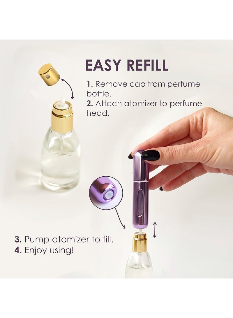 SHAYDX 4PCS Mini Refillable Perfume Atomizer Spray Bottles – 5ml Travel Size, Multicolor, Portable Scent Pump Case  - Image 5