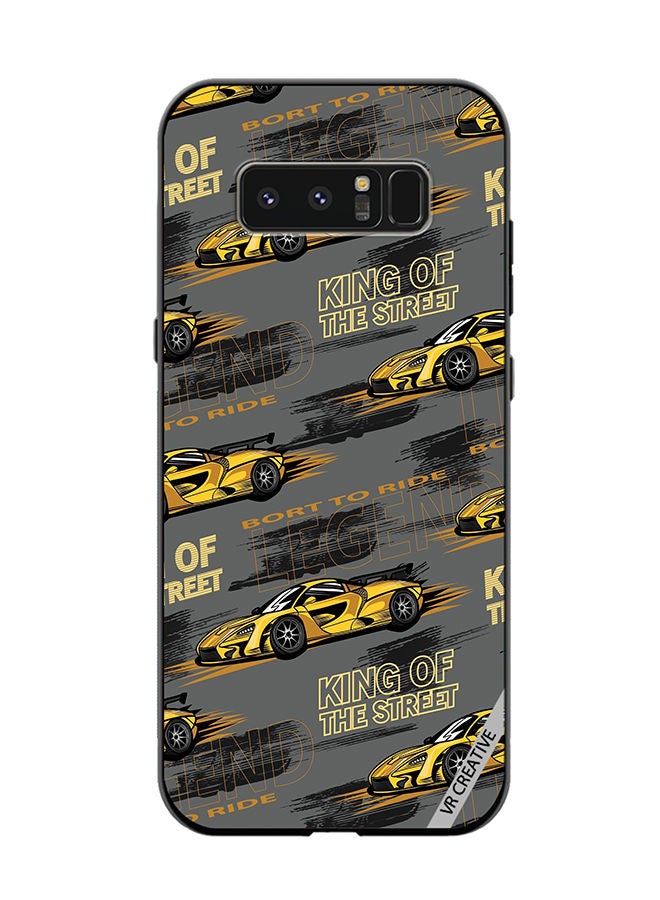 VR CREATIVE Protective Case Cover For Samsung Galaxy Note 8 Abstract Seamless Pattern With Sport Cars Design Multicolour - Image 1