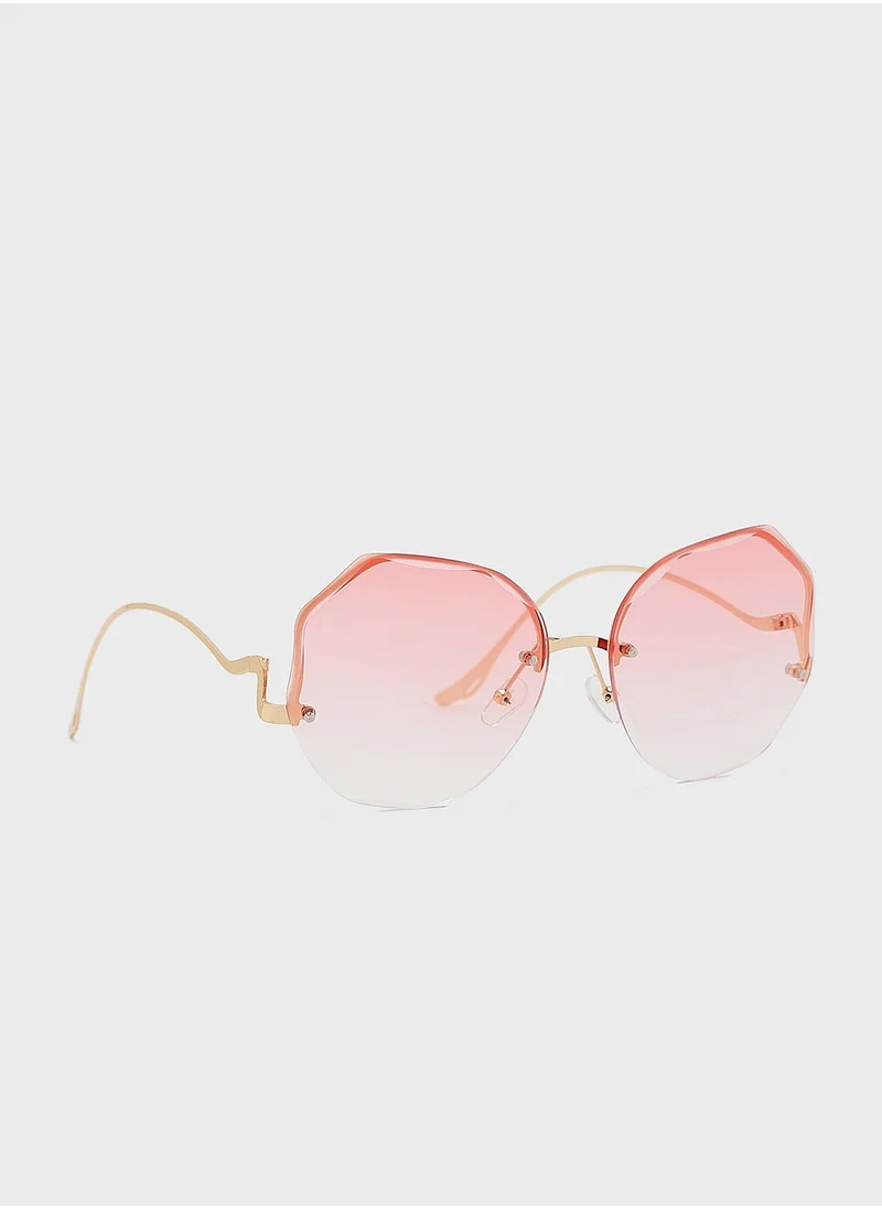 Ginger Curved Arm Oversized Sunglasses