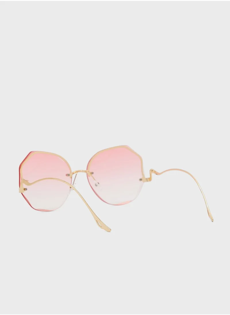 Ginger Curved Arm Oversized Sunglasses