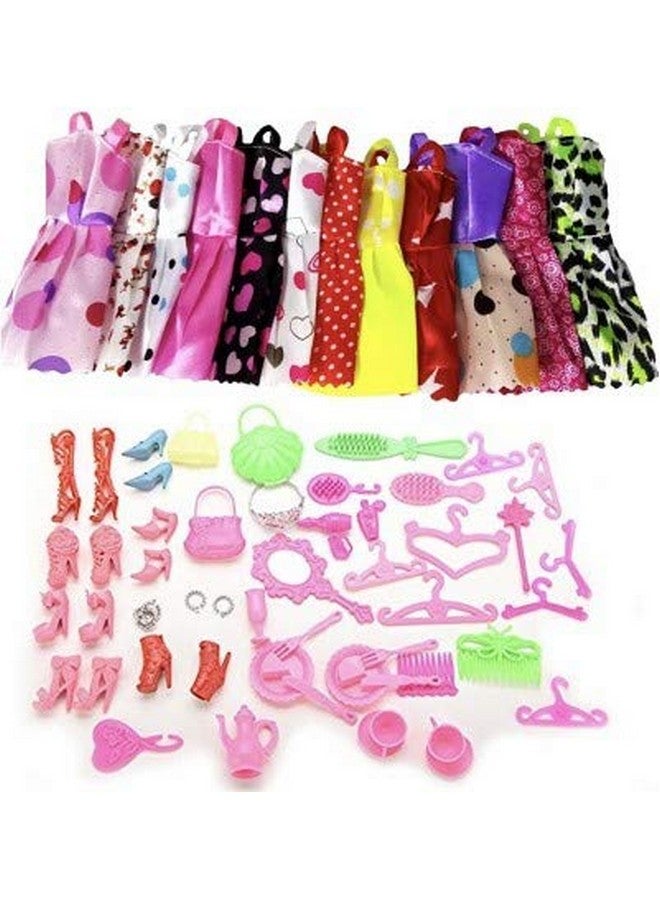 iDream 10-Piece Polyester Doll Dress & 50-Piece Plastic Doll Accessories For Doll (Multicolor) - Image 1