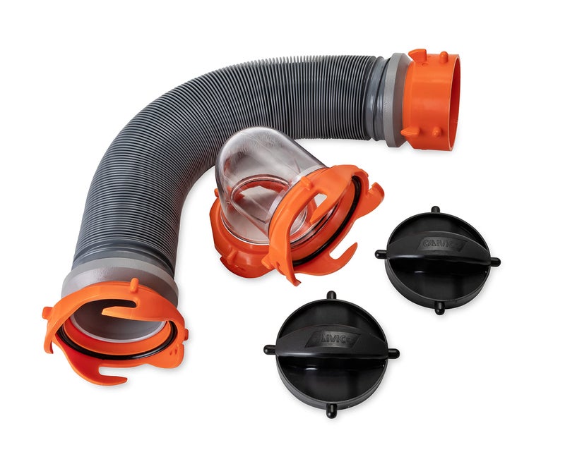 Camco 3-Foot Super Heavy-Duty Tote Tank Sewer Hose Kit | 18mil HTS Vinyl (39645), Black - Image 1