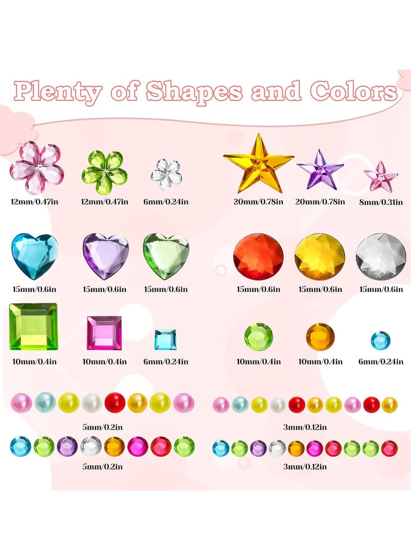 3200 قطعة من ملصقات الأحجار الكريمة للأطفال، 10 أوراق من ملصقات الأحجار الكريمة ذاتية اللصق للحرف اليدوية، ملصقات الأحجار الكريمة اللامعة المزخرفة الماسية للمكياج والمشاريع اليدوية، ألوان وأشكال وأحجام متعددة - Image 2