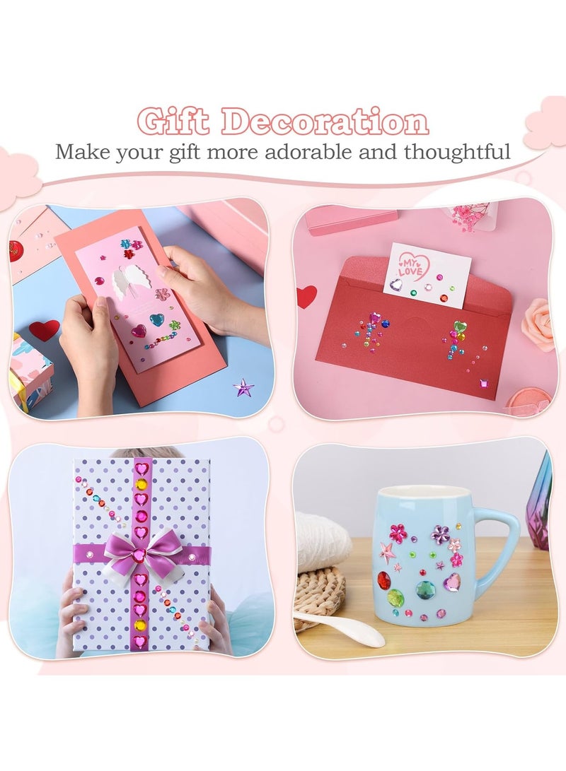 3200 قطعة من ملصقات الأحجار الكريمة للأطفال، 10 أوراق من ملصقات الأحجار الكريمة ذاتية اللصق للحرف اليدوية، ملصقات الأحجار الكريمة اللامعة المزخرفة الماسية للمكياج والمشاريع اليدوية، ألوان وأشكال وأحجام متعددة - Image 5