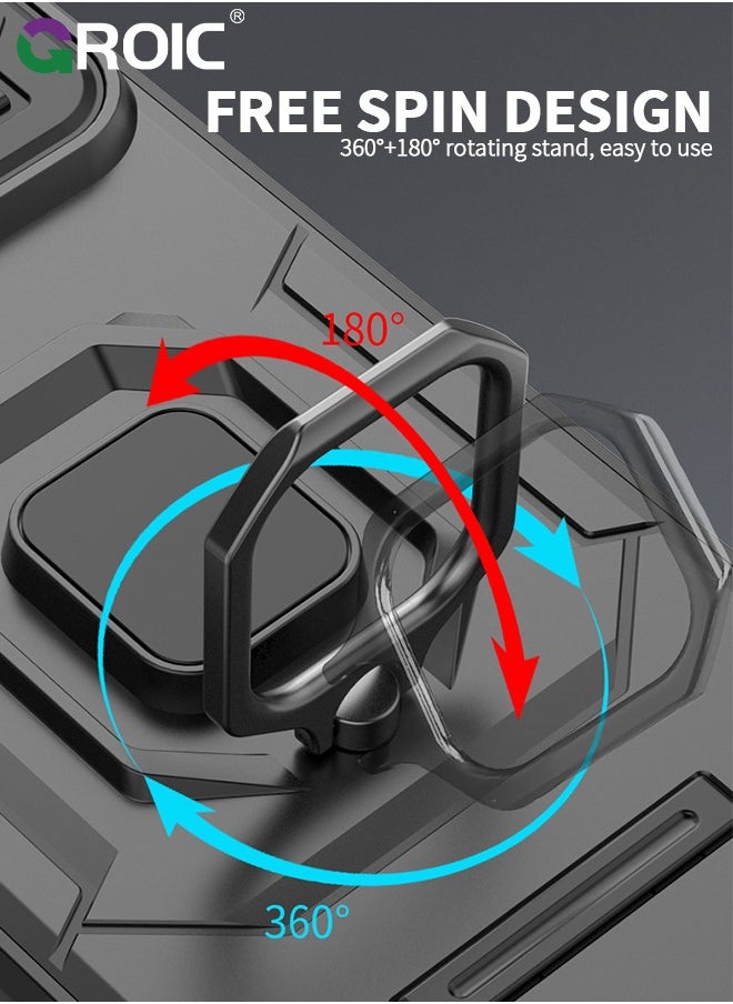 For Samsung Galaxy S24 6.1 Inch Case with Build in Kickstand and Slide Camera Protective Cover, 360° Rotating Ring Kickstand Protective Case for Galaxy S24 6.1 Inch Case
