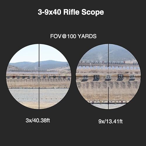 CVLIFE 3-9x40 Rifle Scope, Red & Green Illuminated Optical Riflescope, Mil-dot Reticle Scope for Hunting with Mounts - Image 3