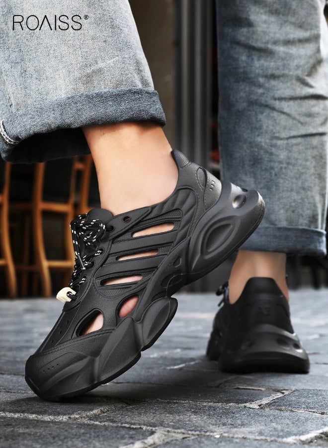 roaiss Men Summer Sandals, Comfort Water Shoes with Non-slip Sole, Breathable Lightweight Beach Shoes, Lace up Garden Shoes for Men, Suitable for Outdoor Activities - Image 3