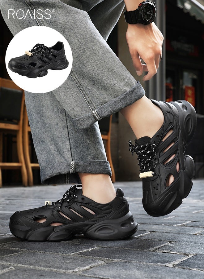 roaiss Men Summer Sandals, Comfort Water Shoes with Non-slip Sole, Breathable Lightweight Beach Shoes, Lace up Garden Shoes for Men, Suitable for Outdoor Activities - Image 1