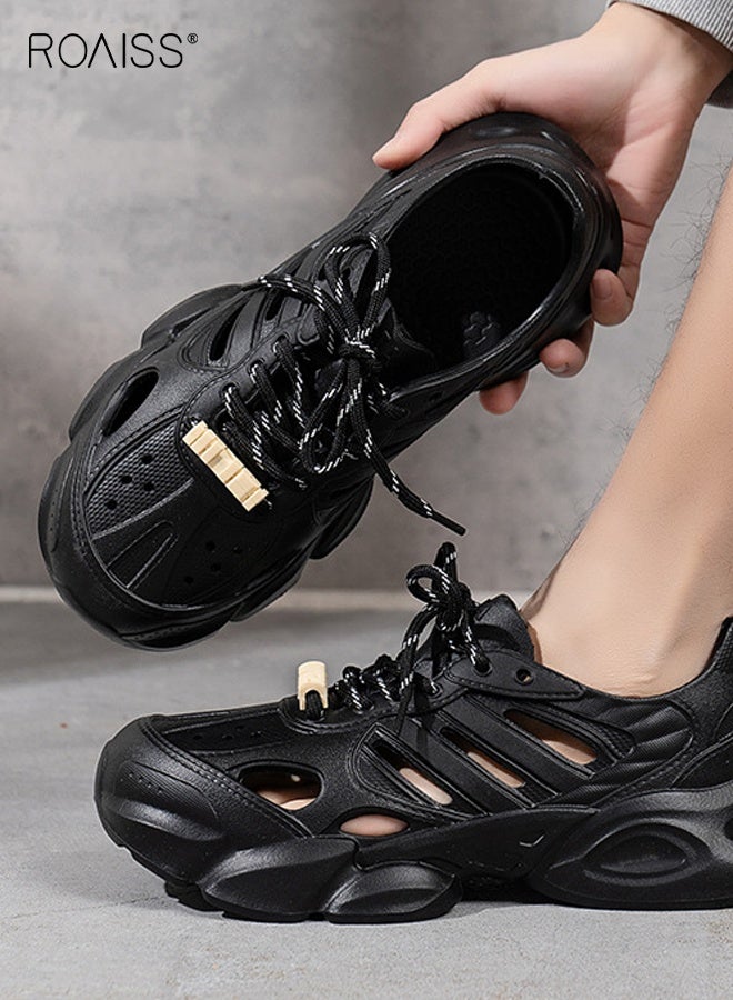 roaiss Men Summer Sandals, Comfort Water Shoes with Non-slip Sole, Breathable Lightweight Beach Shoes, Lace up Garden Shoes for Men, Suitable for Outdoor Activities - Image 4