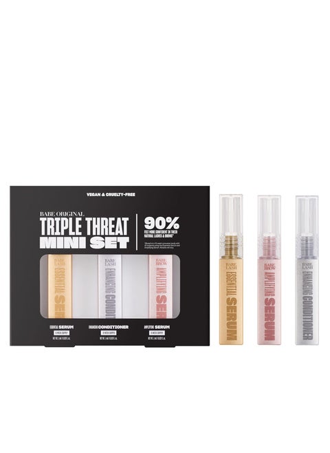 Babe Original Triple Threat Mini Set Includes Babe Lash Essential Serum  Enhancing Conditioner  Babe Brow Amplifying Serum 1 mL 3 Pack