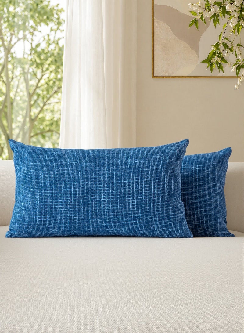 a moment Set of 2 Nayy Blue Linen-Look Decorative Throw Pillow Covers 12 x 20  Inch Farmhouse Pillow Covers with Cross for Couch Sofa Bed Living Room Home Decor - Image 1