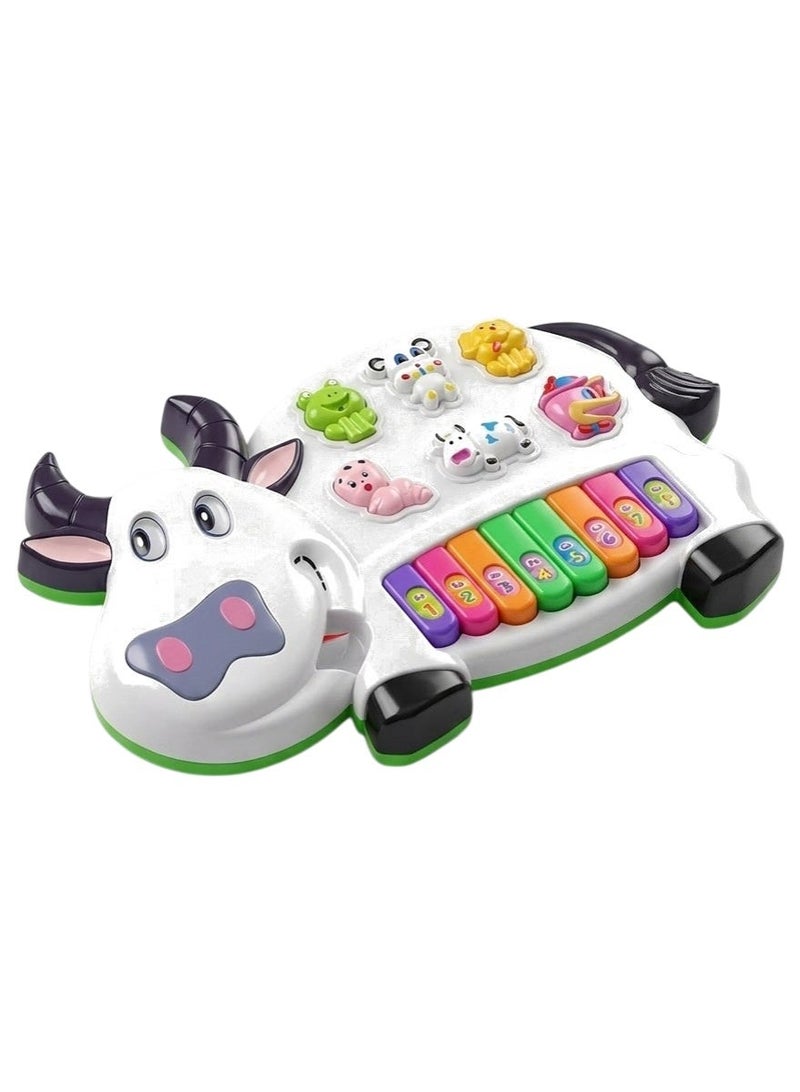 Rally Educational Cow Baby Piano - Musical Toy with Animal Sounds and Lights, Fun and Safe Educational Toy for Little Ones - Image 1