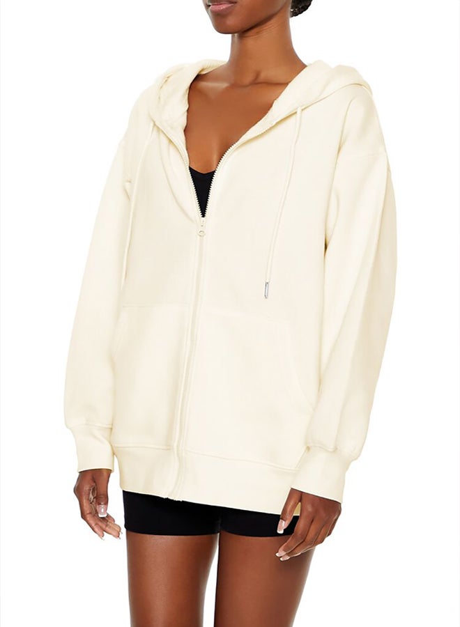 FOREVER 21 Oversized Fleece Zip-Up Hoodie - Image 3