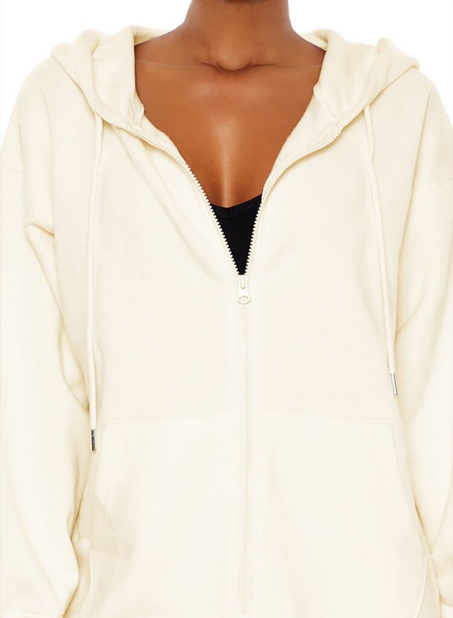 FOREVER 21 Oversized Fleece Zip-Up Hoodie - Image 2