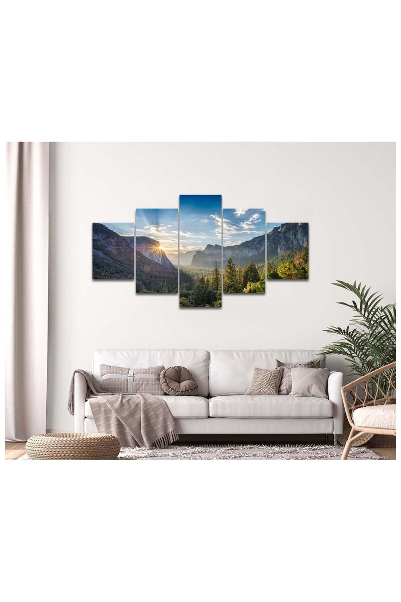 Artbrush Tower California Scenery Wall Art Yosemite Valley View Natural Landscape Picture Canvas Print US National Park Sunrise Wall Decor Poster Painting for Living Room Office Framed Ready to Hang(60''Wx32''H) - Image 1