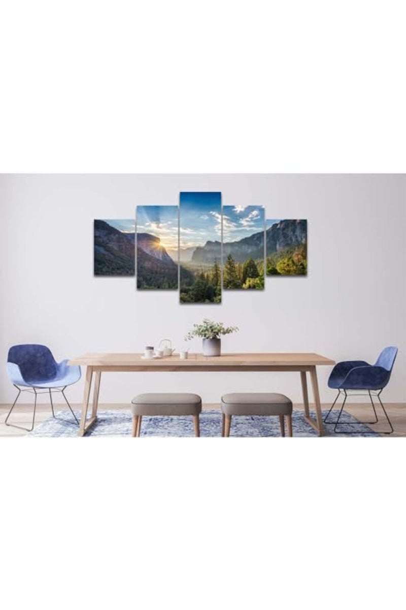 Artbrush Tower California Scenery Wall Art Yosemite Valley View Natural Landscape Picture Canvas Print US National Park Sunrise Wall Decor Poster Painting for Living Room Office Framed Ready to Hang(60''Wx32''H) - Image 3