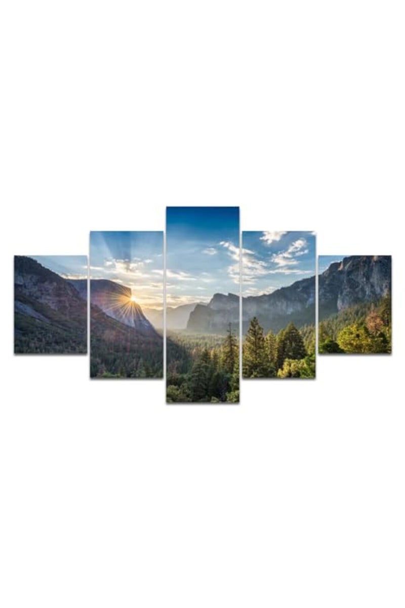Artbrush Tower California Scenery Wall Art Yosemite Valley View Natural Landscape Picture Canvas Print US National Park Sunrise Wall Decor Poster Painting for Living Room Office Framed Ready to Hang(60''Wx32''H) - Image 2