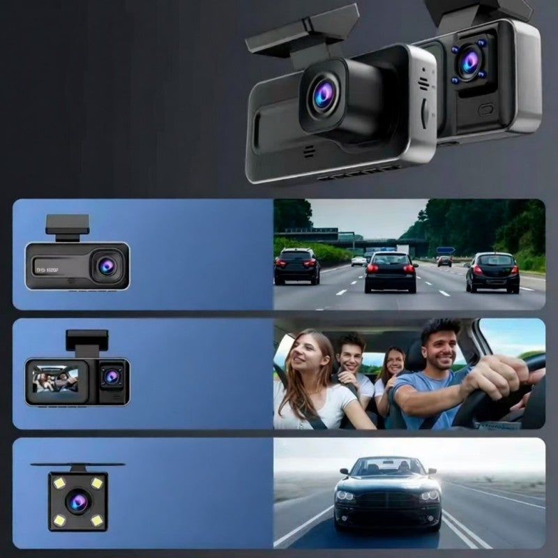 كاميرا عرض شاشة 1080P تسجيل مزدوج عدسة زاوية عريضة 170 درجة - مسجل قيادة بمنظور ليل أحمر محسن لمراقبة مقدمة وداخل المركبة و مساعدة في الاقتحام - Image 5