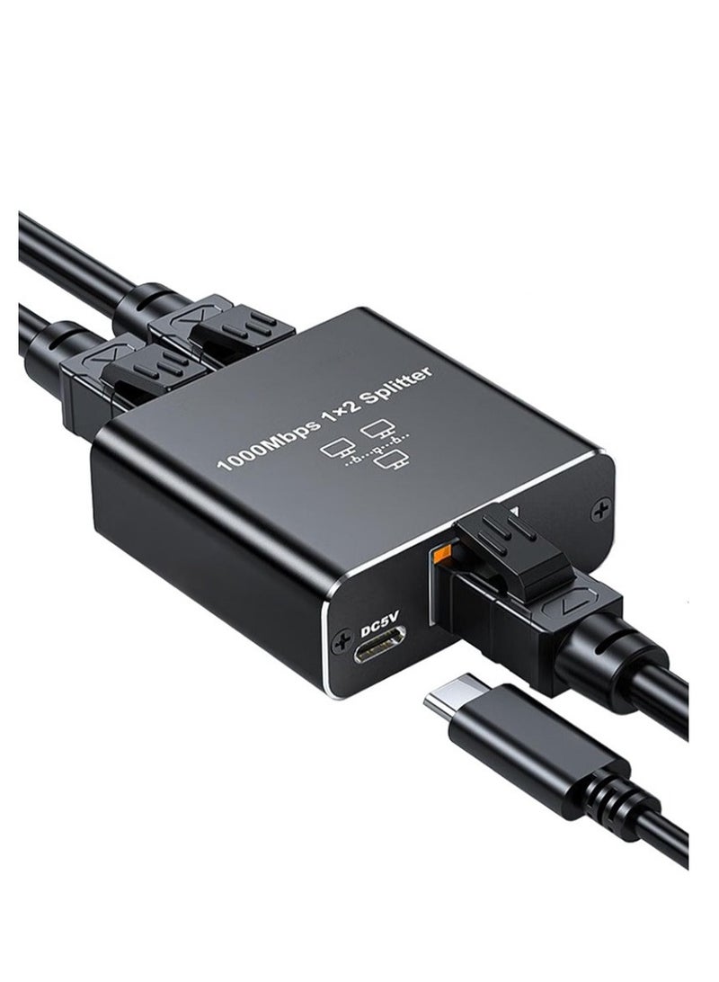 Captaintech Gigabit RJ45 Network Cable Splitter - 1 In 2 Out Ethernet Splitter Switch - Image 1