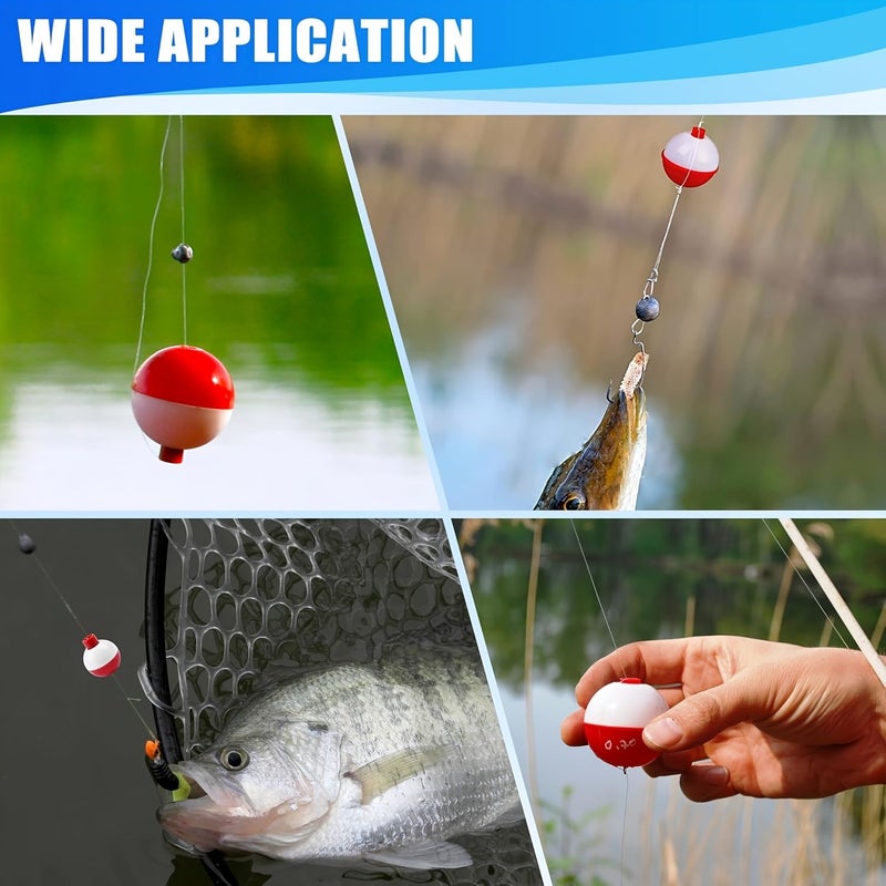 12pcs ABS Snap On Round Fishing Floats 1.25inch Red White High Visibility Buoys - Image 5