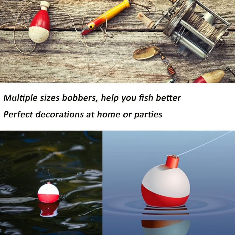 12pcs ABS Snap On Round Fishing Floats 1.25inch Red White High Visibility Buoys - Image 4