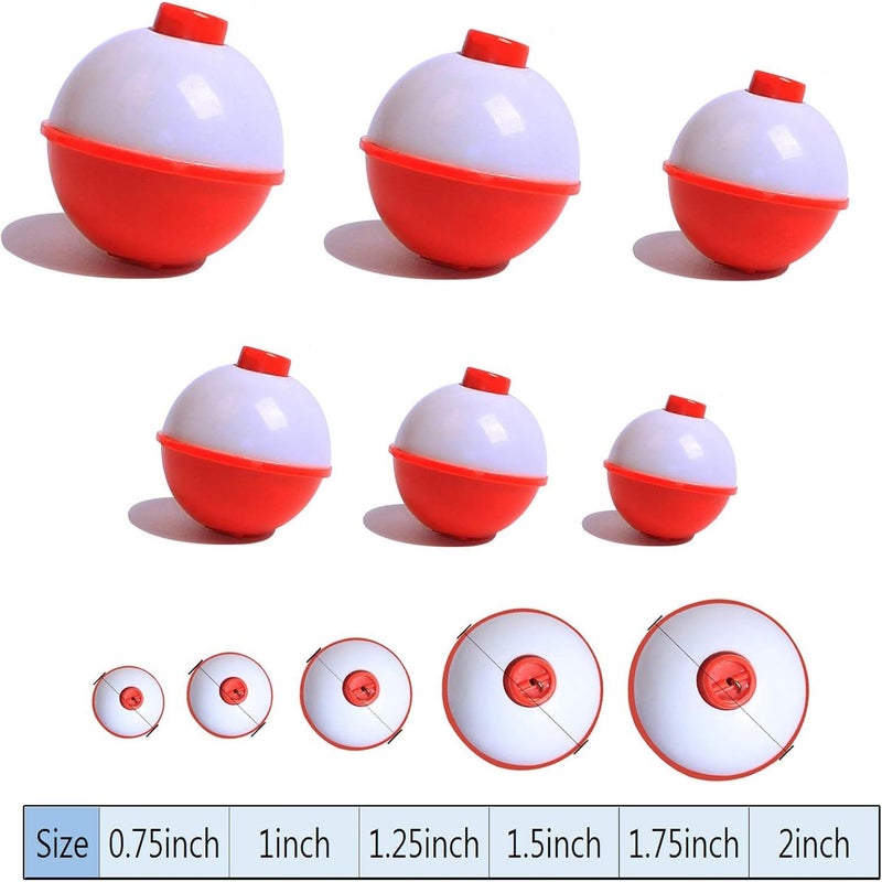 12pcs ABS Snap On Round Fishing Floats 1.25inch Red White High Visibility Buoys - Image 2