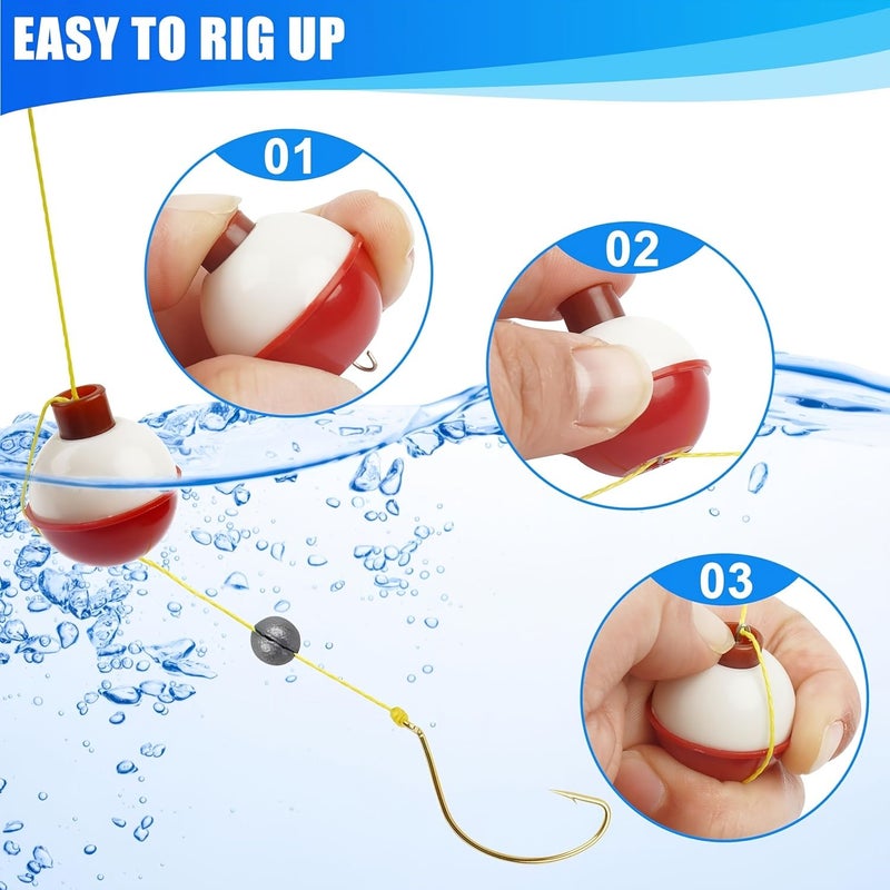 12pcs ABS Snap On Round Fishing Floats 1.25inch Red White High Visibility Buoys - Image 3