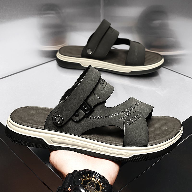 Genuine Leather Sandals Men'S Summer Outer Wear Dad Dual-Use Casual Boys Wear-Resistant Sports Beach Slippers - Image 3
