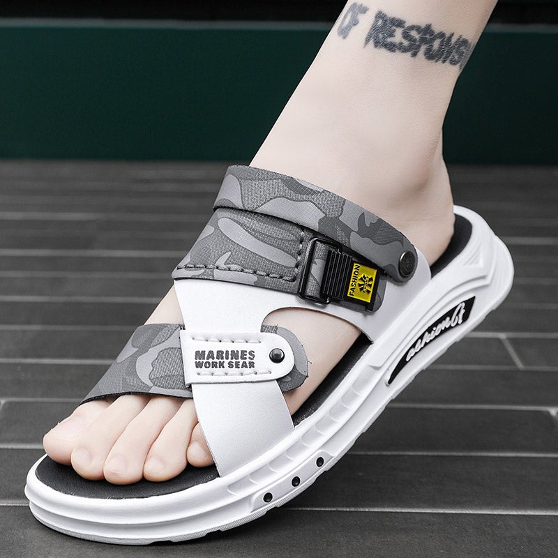 Genuine Leather Sandals Men'S Summer Outer Wear Dad Dual-Use Casual Boys Wear-Resistant Sports Beach Slippers - Image 1